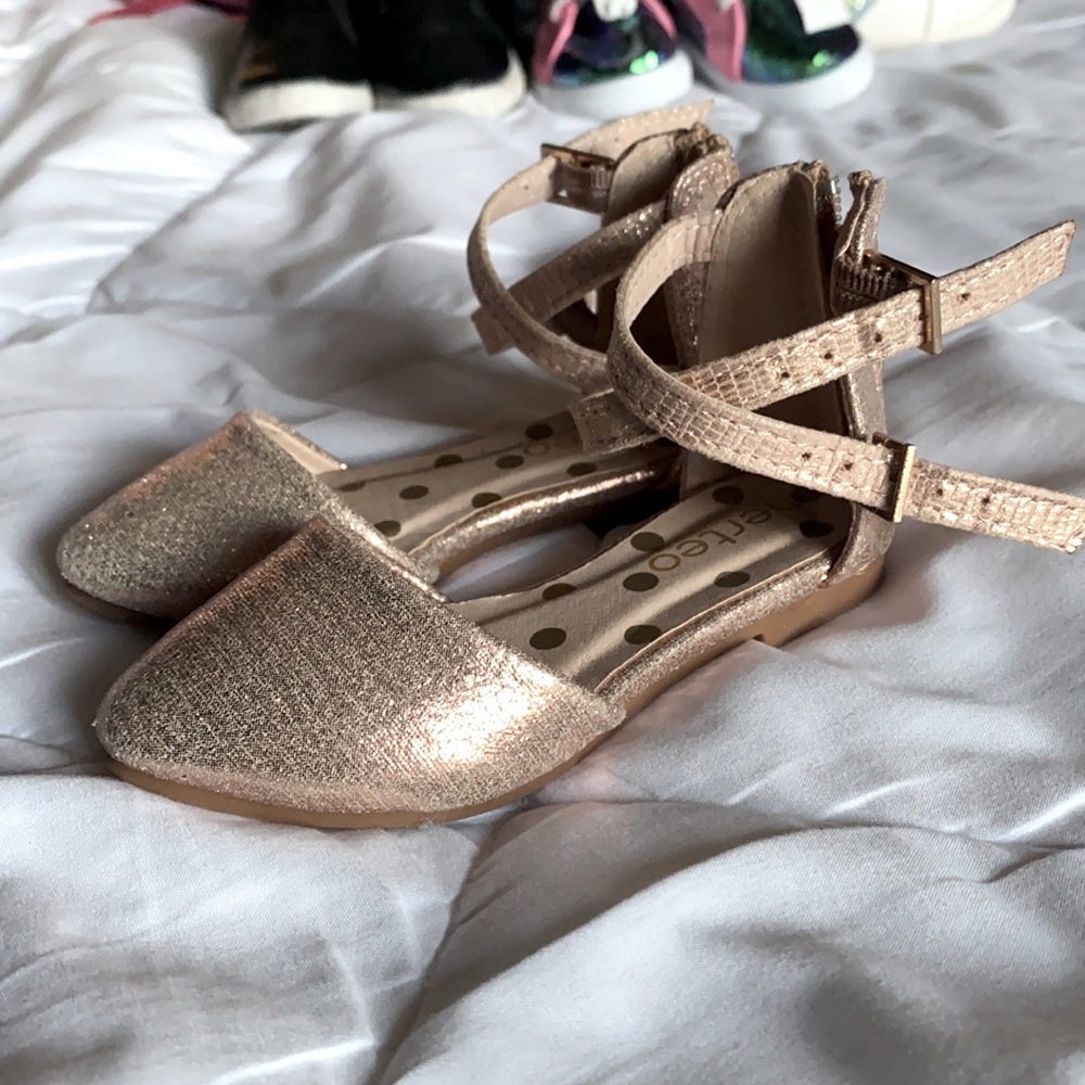 Size 6 toddler girl shoes rose gold dress sandals